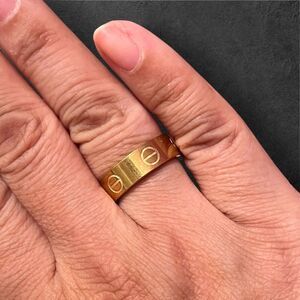Designer Inspired Gold Stainless Steel Love Ring